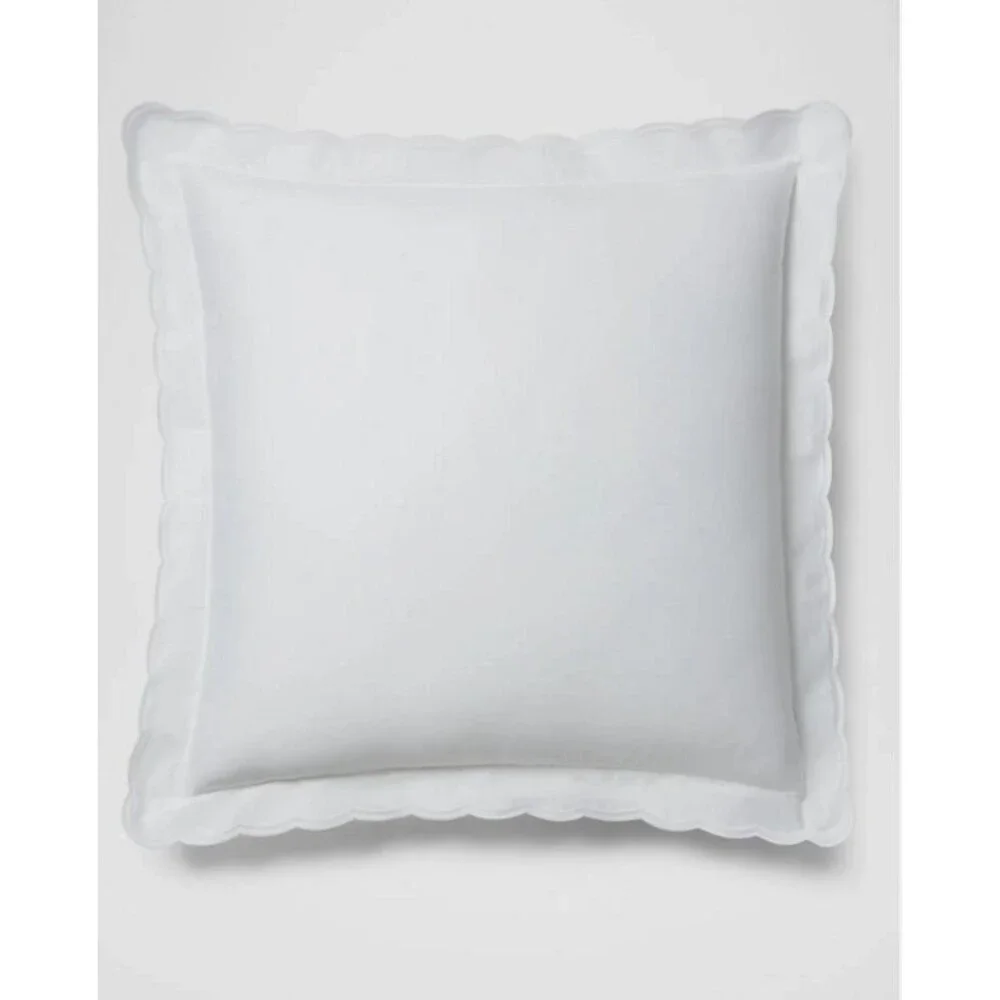 RALPH LAUREN Malin Scallop Euro Pillow Sham White $225 Organic Cotton